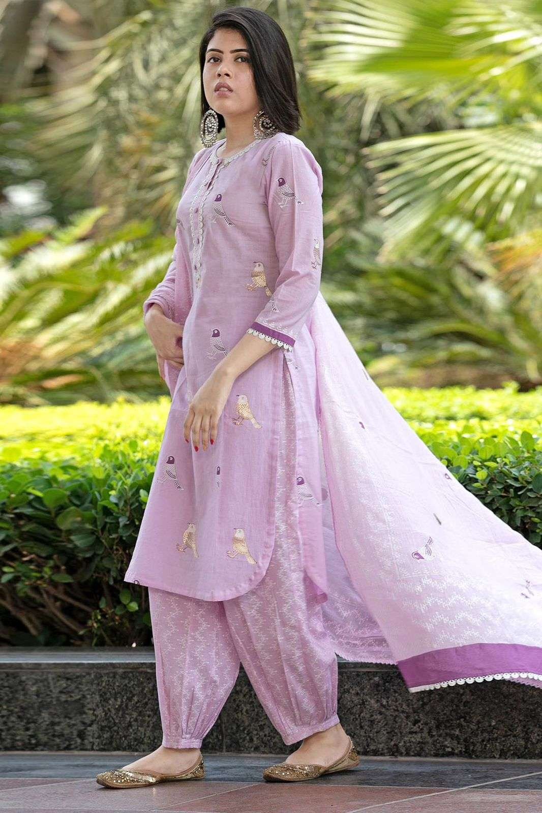Women's Cotton Embroidered Straight Kurti with pant and Dupatta Set - Image 2