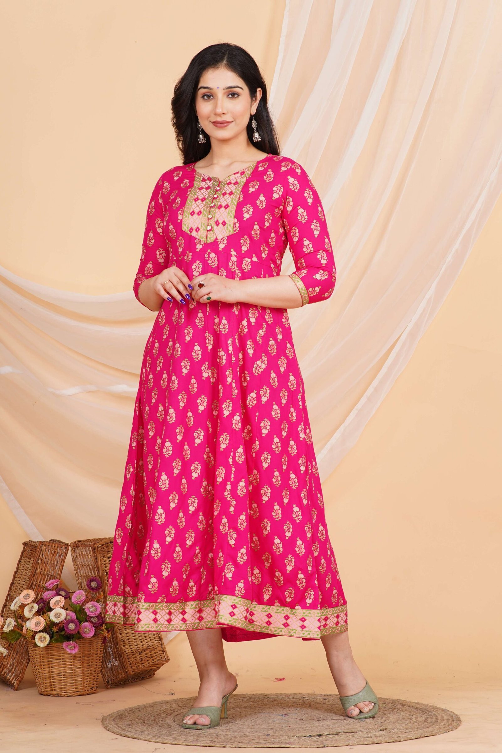 Women's Rayon Printed Anarkali Short Kurti Gown - Image 2