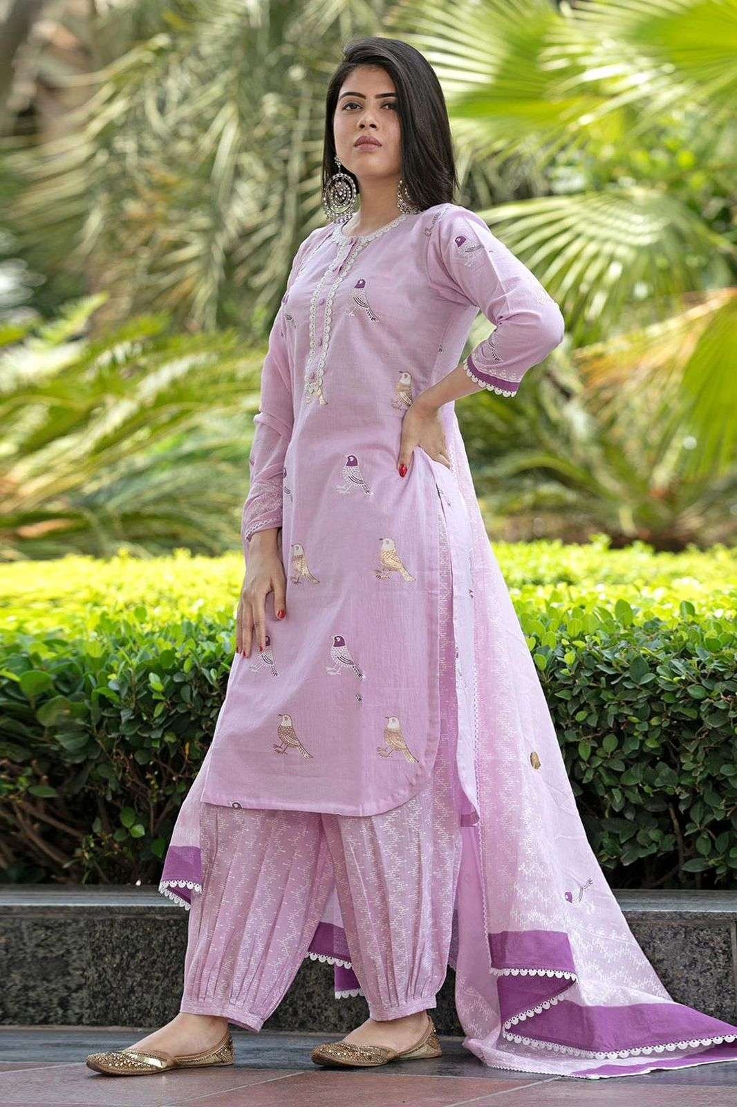 Women's Cotton Embroidered Straight Kurti with pant and Dupatta Set - Image 4